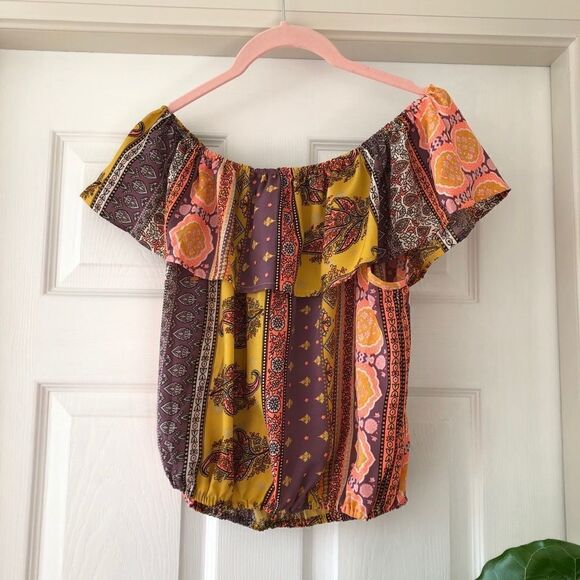 NEW ✨ ELAN USA Printed Off The Shoulder Top - Picture 7 of 7